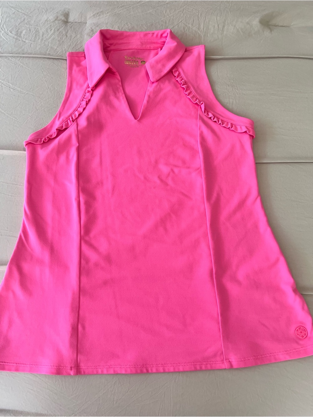 Lilly Pulitzer Bright Pink Sleeveless Polo V-Neck Tank